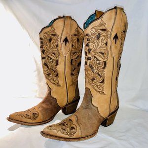 Corral Vintage 7.5 Snip Toe Inlay Women's Cowboy Boots